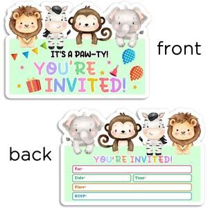 30 Invites Safari Jungle Animals Invitations Kids Birthday Party Baby Shower